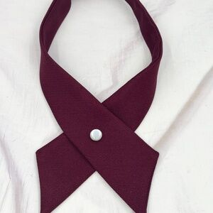 Burgundy Criss-Cross Bow Tie for Uniform Adjustable Neck tie Pearl button